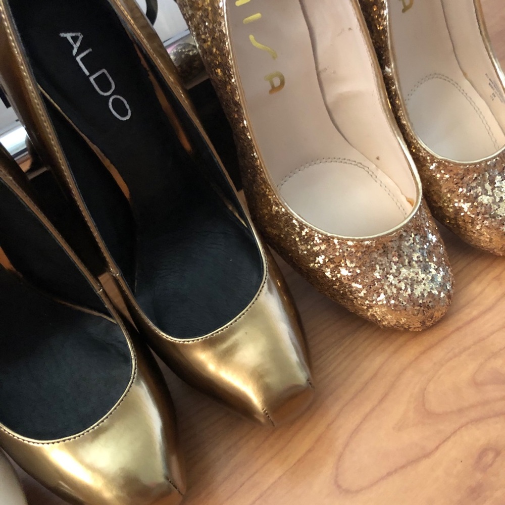 ALDO Gold High Heels, size 5 - Picture 2 of 2